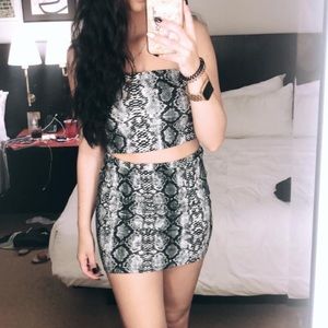 Snake print skirt and top set